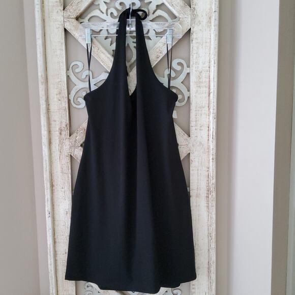 bp Nordstrom Women's Plus Halter Organic Cotton Mini Dress in Black - Picture 2 of 6